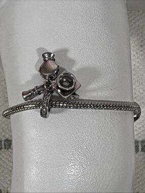 Othr Silver Camera Charm Bracelet with Clear Accent